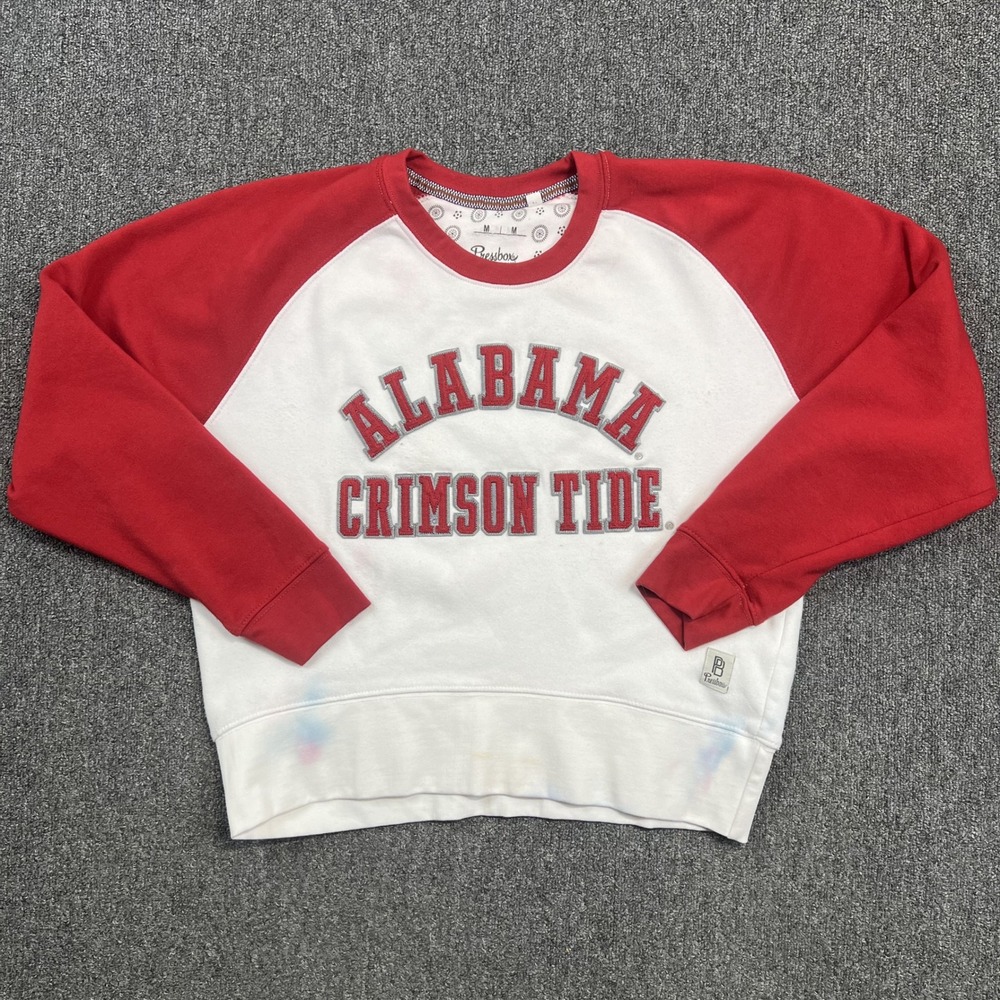 Pressbox Alabama Crimson Tide Raglan Sweatshirt Size M White Red Gameday Sporty
